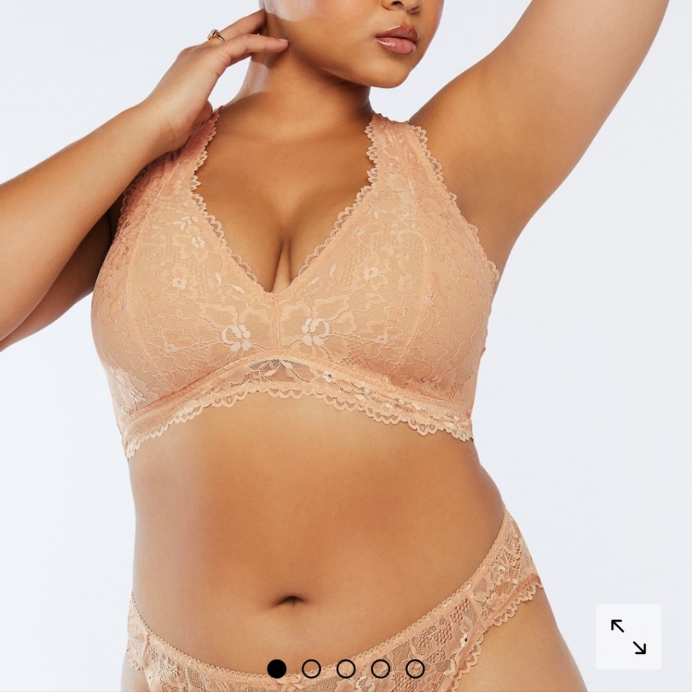 Savage X Fenty Honey Nude Floral Lace Racerback Bralette 3X